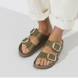 Birkenstock Arizona Big Buckle - High Shine Mud Green - NEW - 39